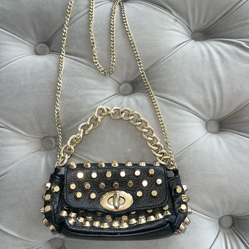 Studded Black and Gold Mini Bag